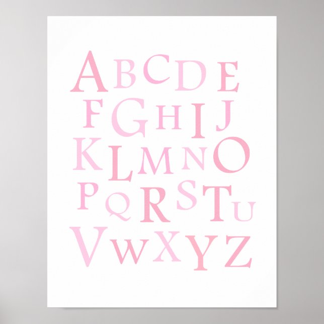 Rosa ABC Kinderzimmer Typografie drucken Poster (Vorne)