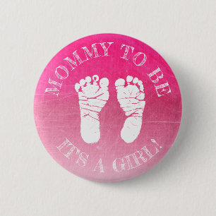 Rosa Abdruck-Mädchen-Babyparty-Knopf Button