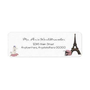 Rosa Abend im Turm-Adressen-Etikett Paris Eiffel
