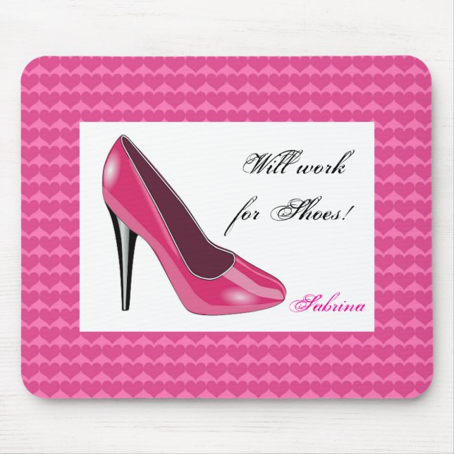 Rosa Absatz-und Herz-Mausunterlage Mousepad (Vorne)