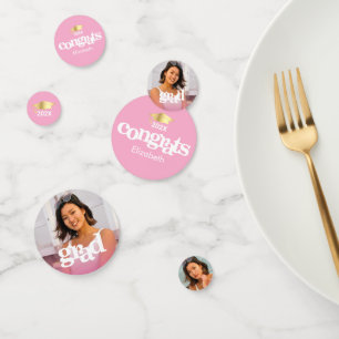 Rosa Abschluss 3 Foto fett-moderne Typografie Konfetti