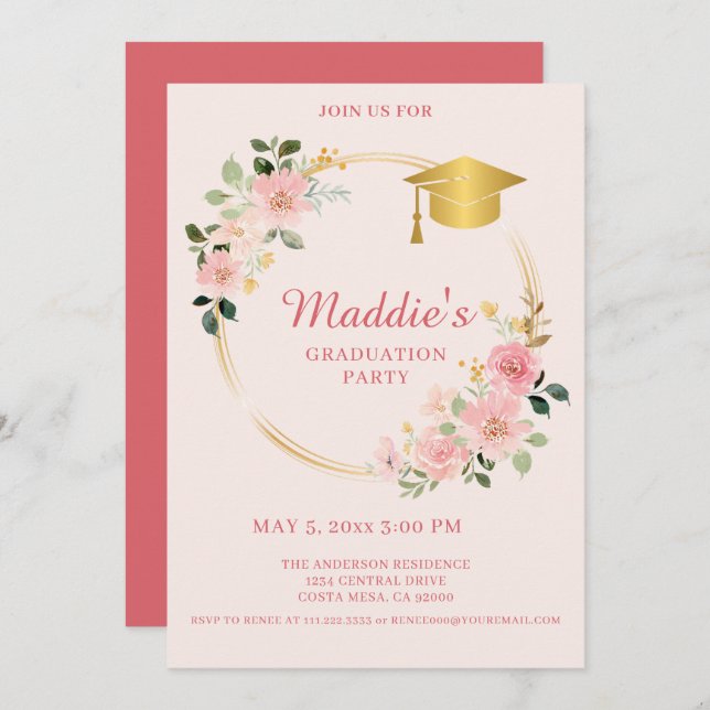 Rosa Abschluss Ankündigung (Vorne/Hinten)