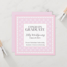 Rosa Abschluss Announcement Square Einladung