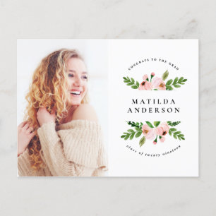 Rosa Abschluss Aquarell Foto laden ein Feiertagspostkarte