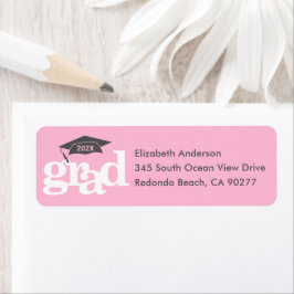 Rosa Abschluss Bold Modern Type Grau Cap Adresse