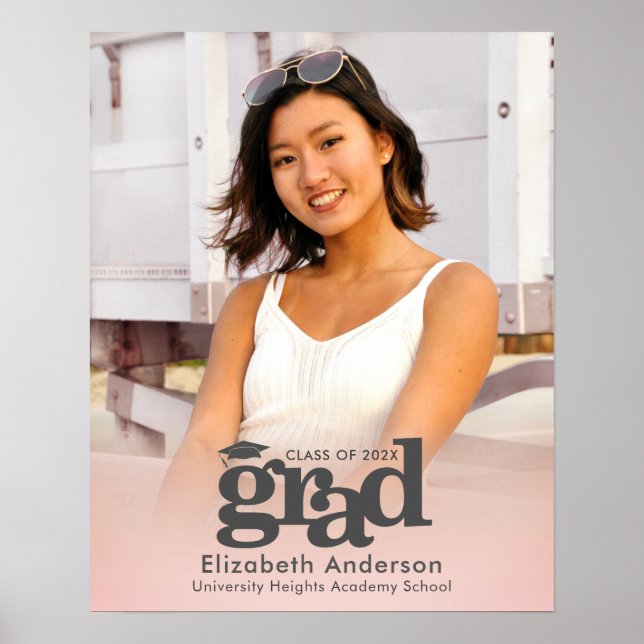 Rosa Abschluss Foto Fett Typografie Moderne Poster (Vorne)