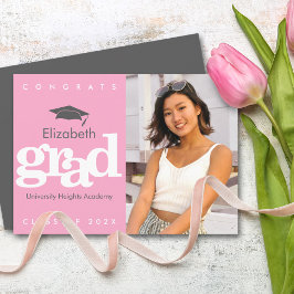 Rosa Abschluss Foto graue Kappe fett modern Ankündigung