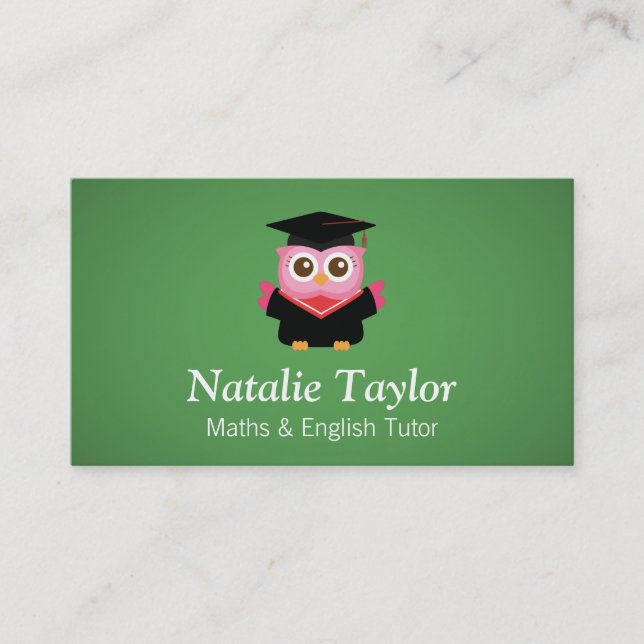 Rosa Abschluss Owl, Personal Tutor oder Lehrer Visitenkarte (Vorderseite)