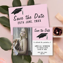 Rosa Abschluss Save the Date Foto Ankündigung