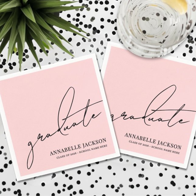 Rosa Abschlussfeier Serviette (Pink Graduation Napkins)