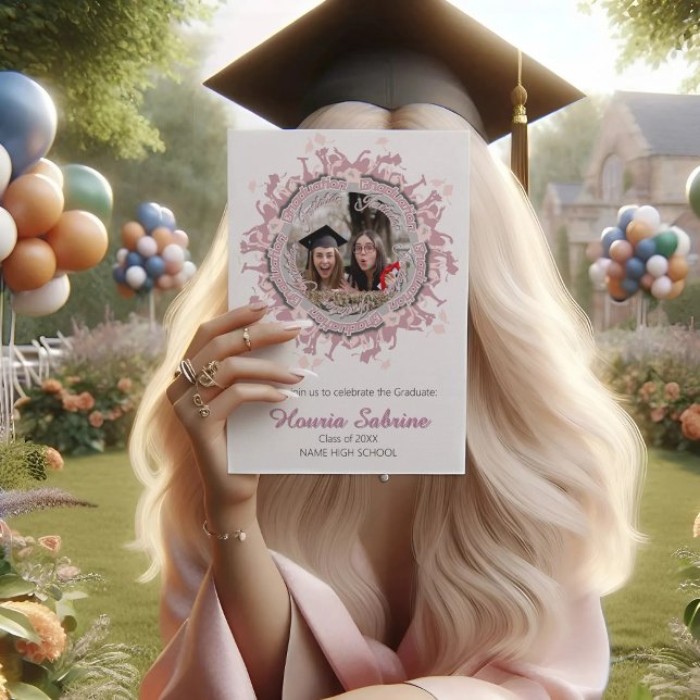 Rosa Absolventen Silhouette Foto Einladung (Von Creator hochgeladen)