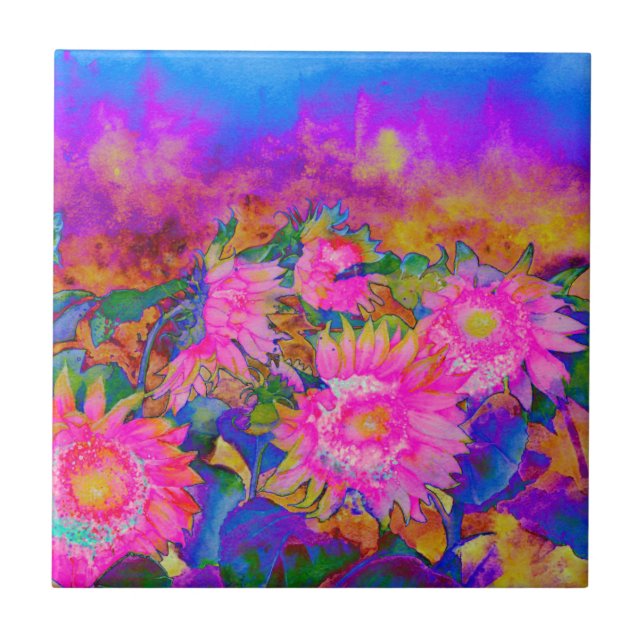 Rosa abstrakte Aquarellmalerei Fliese (Vorderseite)