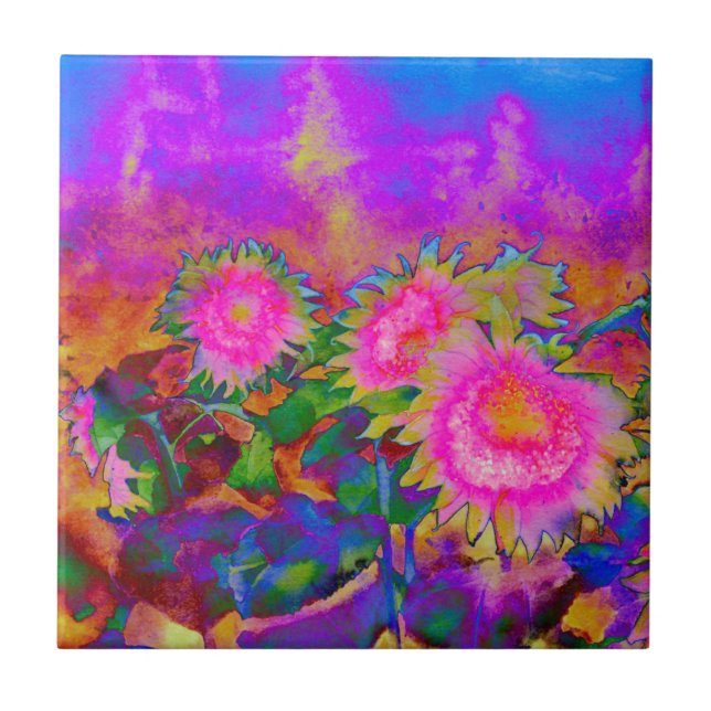 Rosa abstrakte Aquarellmalerei Fliese (Vorderseite)