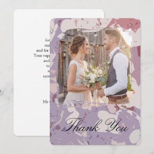 Rosa abstrakte florale Hochzeit Danke Foto Karte
