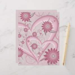 Rosa Abstrakte Herzen & Blume Liebe Fraktal Art