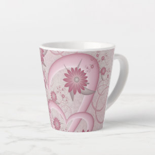 Rosa Abstrakte Herzen & Blume Liebe Fraktal Art Milchtasse
