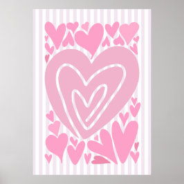 Rosa abstrakte Herzen Poster