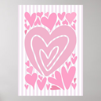 Rosa abstrakte Herzen Poster