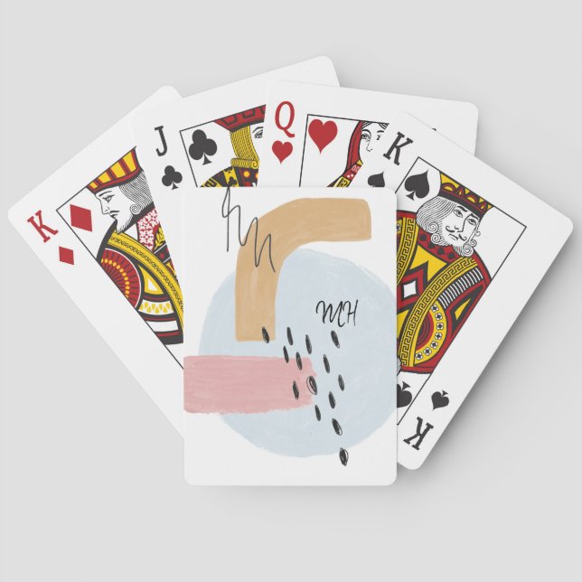 Rosa Abstrakte Kalligraphieinitialen Mit Monogramm Spielkarten (Rückseite)