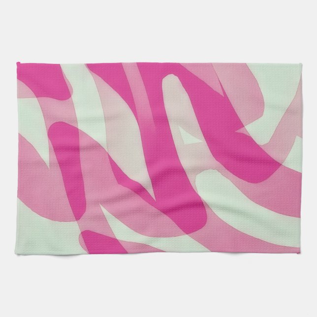Rosa abstrakte kunstvolle Küchenhandtuch Geschirrtuch (Horizontal)
