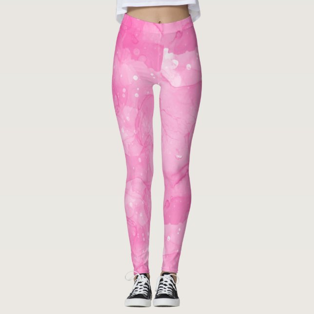 Rosa Abstrakte Leggings (Vorderseite)