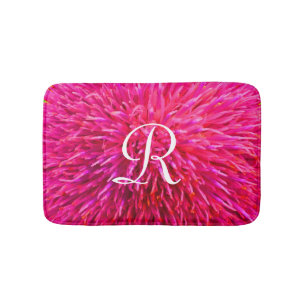 Rosa Abstrakte Mit Monogramm Plüsch Badematte