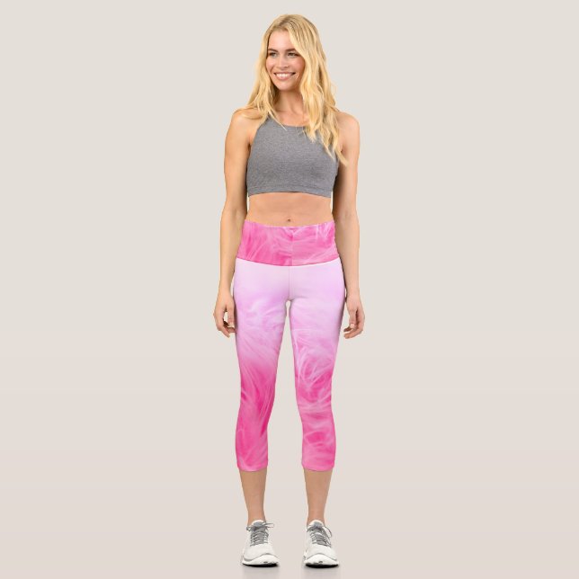 Rosa abstrakte Streifen Capri Leggings (Vorderseite)
