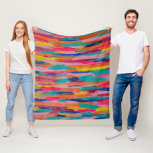 Rosa Abstrakte Streifen Fleecedecke