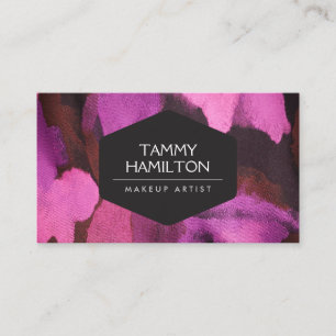 Rosa abstrakter Blumenmuster-Make-upkünstler Visitenkarte
