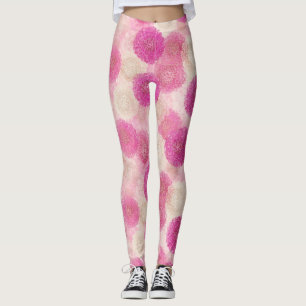 Rosa abstraktes florales Spitzenkreis-Muster Leggings