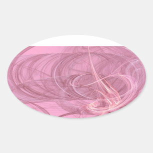 Rosa Abstraktes Fraktal Oval Aufkleber