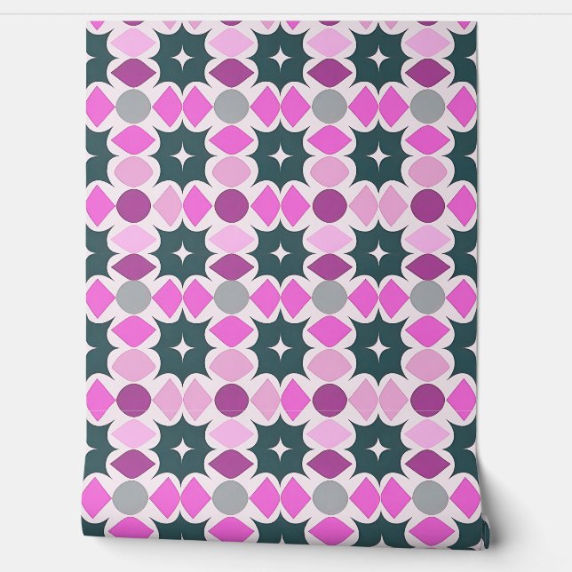 rosa Abstraktes geometrisches Muster der Retro Tapete (Abrollen)