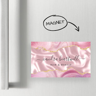 Rosa Achat Gold Glitter Luxus Magnetische Visitenkarte