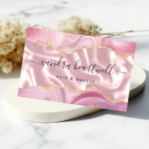 Rosa Achat Gold Glitter Luxus Visitenkarten