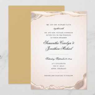 Rosa Achat Gold Glitter Schrift Hochzeit Einladung
