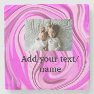 Rosa Acryl-Gussmarmor füge deinen Text hinzu Foto Steinuntersetzer