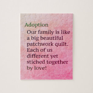 Rosa Adoption ist ein Patchwork-Adoptions-Geschenk Puzzle