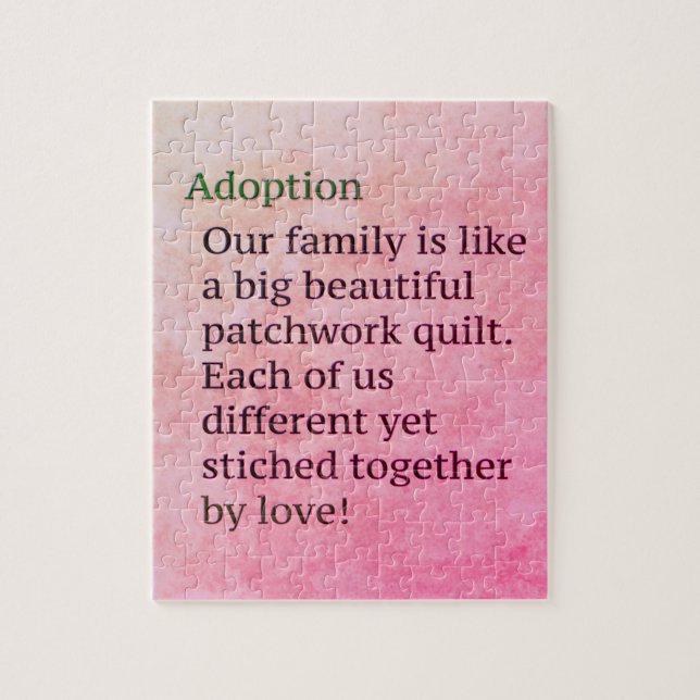 Rosa Adoption ist ein Patchwork-Adoptions-Geschenk Puzzle (Vertikal)