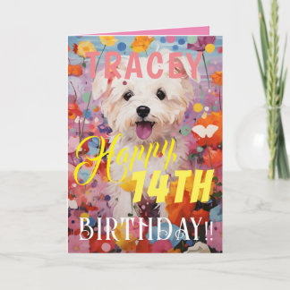 Rosa Adorable Hund Happy Birthday Karte