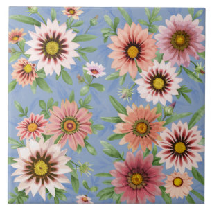 Rosa afrikanische Gazania-Margeriten Florale Botan Fliese