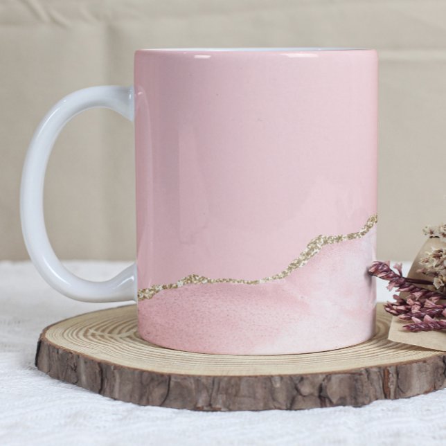 Rosa Agat Gold Glitter Kaffeetasse (Von Creator hochgeladen)