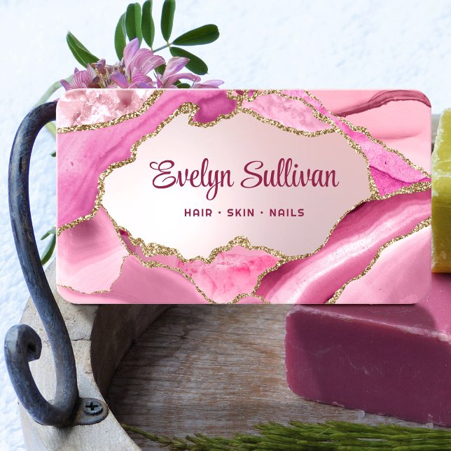 Rosa Agate Imitats Foil Visitenkarte (Von Creator hochgeladen)