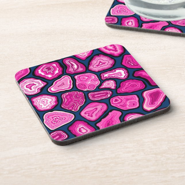 Rosa Ageratscheiben Getränkeuntersetzer (Linke Seite)