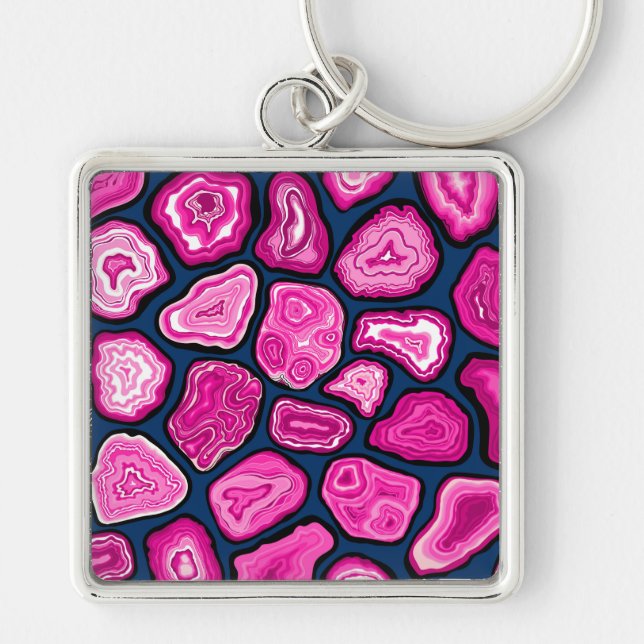 Rosa Ageratscheiben Schlüsselanhänger (Vorne)