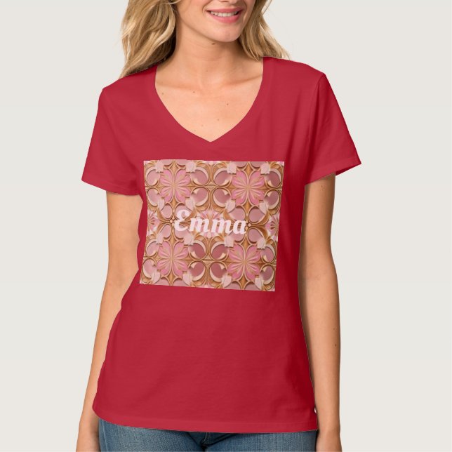 Rosa AI Art Red T - Shirt (Vorderseite)