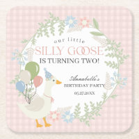 Rosa Albern Gänse Floral Gingham Birthday