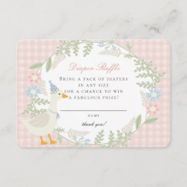 Rosa Albern Gingham Floral Diaper Raffekarte Begleitkarte