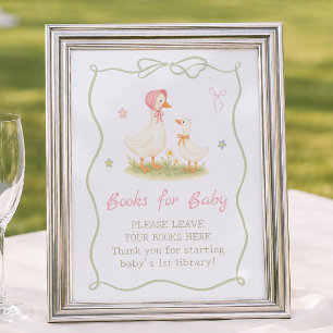 Rosa alberne Gans Baby Shower Bücher für Baby Poster