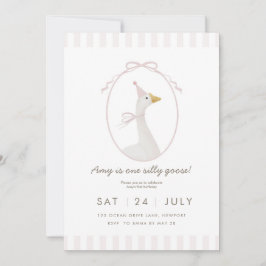 Rosa Alberne Gänse Erster Geburtstag Einladung