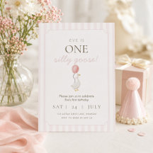 Rosa Alberne Gänse Erster Geburtstag Einladung